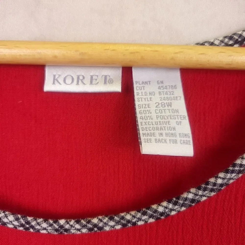 Vintage Koret Red Sleeveless Top Size 28W - Picture 3 of 4